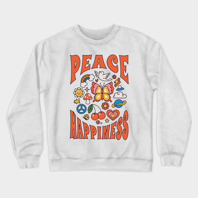 Groovy peace happiness 70s vibe Crewneck Sweatshirt by RedCrunch